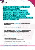LATEST 2025 FOUNDAMENTALS OF NURSING TEST BANK FOUNDAMENTALS OF NURSING &lbrace;NURSING JURISPRUDENCE AND ETHICS FOR TEXAS NURSES&comma; NPSGNURSING&comma; NURSING PROCESS&comma; NURSING IMAGERY&rcub; QUESTIONS WITH VERIFIED ANSWERS  