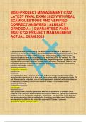 WGU-PROJECT MANAGEMENT C722  LATEST FINAL EXAM 2025 WITH REAL  EXAM QUESTIONS AND VERIFIED  CORRECT ANSWERS &vert; ALREADY  GRADED A&plus; &vert; GUARANTEED PASS &vert;  WGU C722 PROJECT MANAGEMENT  ACTUAL EXAM 2025