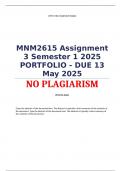 MNM2615 Assignment 3 Semester 1 2025 PORTFOLIO - DUE 13 May 2025