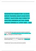 WASHINGTON MANDATORY ALCOHOL SERVER TRAINING &lpar;MAST&rpar; EXAM WITH CORRECT QUESTIONS AND CORRECTRY ANALYZED ANSWERS &lpar;ACTUAL EXAM&rpar; ALREADY GRADED A&plus; LATEST 2025 &ndash; 2026 