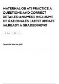 MATERNAL OB ATI PRACTICE A QUESTIONS AND CORRECT DETAILED ANSWERS INCLUSIVE OF RATIONALES LATEST UPDATE &vert;ALREADY A GRADED&vert;NEW&excl;&excl;