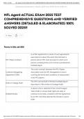 NFL Agent ACTUAL EXAM 2025 TEST COMPREHENSIVE QUESTIONS AND VERIFIED ANSWERS &lpar;DETAILED & ELABORATED&rpar; 100&percnt; SOLVED 2025&excl;&excl;