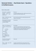 Kentucky Portion &mdash; Real Estate Exam &sol; Questions & Verified Answers&period;