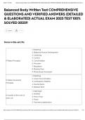 Balanced Body Written Test COMPREHENSIVE QUESTIONS AND VERIFIED ANSWERS &lpar;DETAILED & ELABORATED&rpar; ACTUAL EXAM 2025 TEST 100&percnt; SOLVED 2025&excl;&excl;