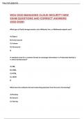 WGU D320 MANAGING CLOUD SECURITY NEW EXAM QUESTIONS AND CORRECT ANSWERS 2025-2026&excl;&excl;