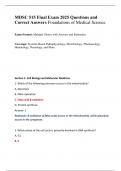 MDSC 515 Final Exam 2025 Questions and  Correct Answers Foundations of Medical Science