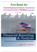 Test Bank for Financial Reporting and Analysis&colon; Using Financial Accounting Information 13th Edition by Charles Gibson isbn-9781285401607