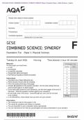 2024 AQA GCSE COMBINED SCIENCE&colon; SYNERGY 8465&sol;4F Paper 4 Question Paper &plus; Mark Scheme &plus; Inserts Actual 2024 AQA GCSE COMBINED SCIENCE&colon; SYNERGY 8465&sol;4F Foundation Tier Paper 4 Physical Sciences Merged Question Paper &plus; Mark Scheme &plus; Inserts