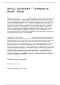 APLAC&colon; Steinbeck's "The Grapes of Wrath" &ndash; Exam Questions With Correct Detailed Answers Graded A&plus;&period;