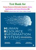 Test Bank for  Human Resource Information Systems&colon; Basics&comma; Applications&comma; and Future Directions 6th Edition by Richard D Johnson&comma; Kevin D&period; Carlson and Michael J&period; Kavanagh