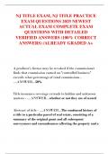 NJ TITLE EXAM&comma; NJ TITLE PRACTICE  EXAM QUESTIONS 2025 NEWEST  ACTUAL EXAM COMPLETE EXAM  QUESTIONS WITH DETAILED  VERIFIED ANSWERS &lpar;100&percnt; CORRECT  ANSWERS&rpar; &sol;ALREADY GRADED A&plus; 