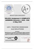 ZOL2601 Assignment 4 &lpar;COMPLETE ANSWERS&rpar; Semester 1 2025 - DUE 13 May 2025&semi; 100&percnt; correct solutions and explanations&period;