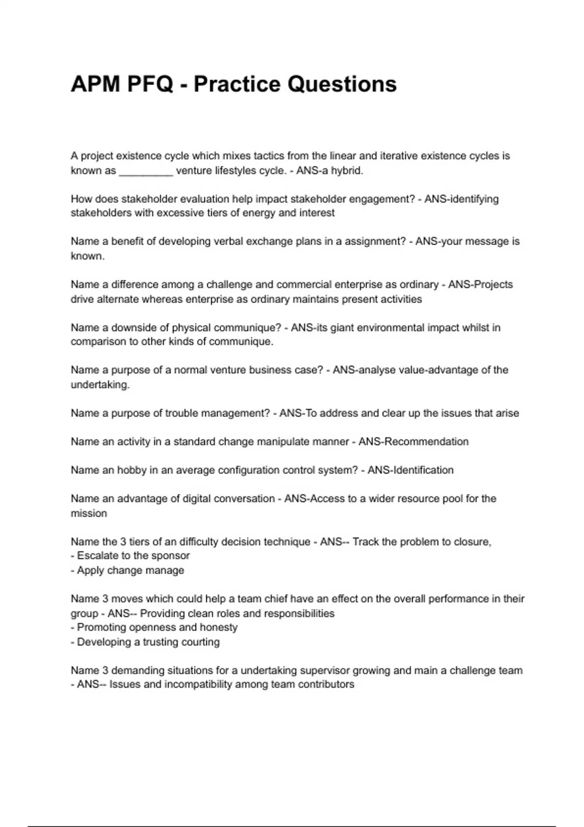 APM PFQ - Practice Questions NEWEST 2025/2026 ACTUAL COMPLETE QUESTIONS ...