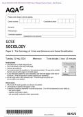 Actual 2024 AQA GCSE SOCIOLOGY 8192&sol;2 Paper 2 Merged Question Paper &plus; Mark Scheme Actual 2024 AQA GCSE SOCIOLOGY 8192&sol;2 Paper 2 The Sociology of Crime and Deviance and Social  Stratification Merged Question Paper &plus; Mark Scheme