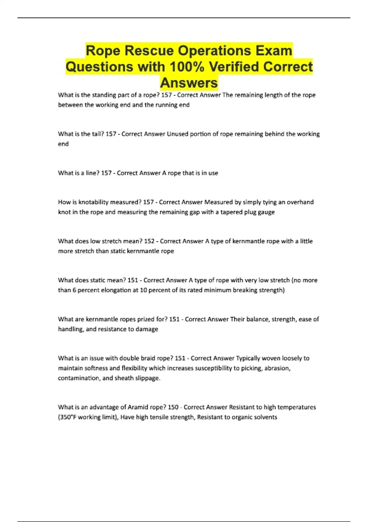 Amazon Rope Distance Question Rope Rescue Operations Exam Questions with 100% Verified Correct ...