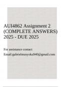 AUI4862 Assignment 2 &lpar;COMPLETE ANSWERS&rpar; 2025 - DUE 2025