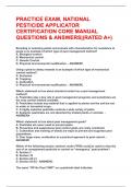 PRACTICE EXAM&comma; NATIONAL PESTICIDE APPLICATOR CERTIFICATION CORE MANUAL QUESTIONS & ANSWERS&vert;&lpar;RATED A&plus;&rpar;