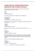 Legal Aspects of Real Estate Exam Questions with Verified Answers