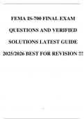 FEMA IS-700 FINAL EXAM QUESTIONS AND VERIFIED SOLUTIONS LATEST GUIDE 2025&sol;2026 BEST FOR REVISION &excl;&excl;&excl;