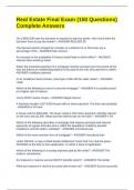 Real Estate Final Exam &lpar;150 Questions&rpar; Complete Answers 