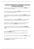 ADVANCED PHARMACOLOGY FUNDAMENTALS FINAL EXAM QUESTIONS AND ANSWERS