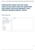 FIREFIGHTER HAZMAT OPS TEST FINAL  EXAM&sol;ACTUAL EXAM COMPLETE QUESTIONS  AND CORRECT DETAILED ANSWERS &lpar;100&percnt;  VERIFIED ANSWERS&sol;NEWEST UPDATE