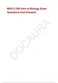 WGU C190 Intro to Biology Exam Questions And Answers