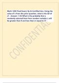 Math 1280 Final Exam&sol; Qs & Certified Ans&period; Using the  value of x from the prior question&comma; what is the SD of  x&quest; - Answer&colon; 1&period;94 What is the probably that a  randomly selected item from random variable L will  be greater than 0 and less than or equal to 3&quest; -