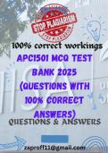 APC1501 - MCQ TEST BANK 2025 - APC1501 PAST EXAM QUESTIONS WITH ANSWERS