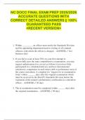 NC DOCC FINAL EXAM PREP 2025&sol;2026  ACCURATE QUESTIONS WITH  CORRECT DETAILED ANSWERS &vert;&vert; 100&percnt;  GUARANTEED PASS  <RECENT VERSION> 