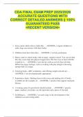 CDA FINAL EXAM PREP 2025&sol;2026  ACCURATE QUESTIONS WITH  CORRECT DETAILED ANSWERS &vert;&vert; 100&percnt;  GUARANTEED PASS  <RECENT VERSION> 