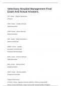 Veterinary Hospital Management Final Exam And Actual Answers&period;