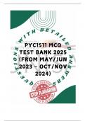 PYC1511 MCQ TEST BANK 2025 - QUESTIONS AND ANSWERS