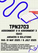 TPN3703 Assignment 2 and Assignment 3 Memo &vert; Due 21 May & 6 June 2025