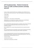 ATI Fundamentals - Patient-Centered Care 2&period;0 with verified answers already passed