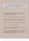 AQA A-LEVEL PSYCHOLOGY EXAM QUESTIONS AND ANSWERS 100&percnt; PASS