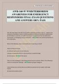 AWR-160-W WMD&sol;TERRORISM AWARENESS FOR EMERGENCY RESPONDERS FINAL EXAM QUESTIONS AND ANSWERS 100&percnt; PASS