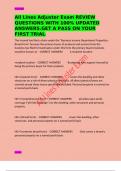 All Lines Adjuster Exam REVIEW QUESTIONS WITH 100&percnt; UPDATED ANSWERS&period;GET A PASS ON YOUR FIRST TRIAL&period;