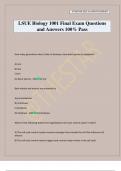 LSUE Biology 1001 Final Exam Questions and Answers 100&percnt; Pass