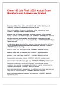 Chem 133 Lab Final &lpar;2025&rpar; Actual Exam Questions and Answers A&plus; Graded&period;