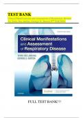Test Bank for Clinical Manifestations and Assessment of Respiratory Disease 8th Edition by Des Jardins ISBN NO&semi;0323553699 All Chapters Fully Covered&comma;Complete Guide A&plus;&vert;&vert;NEWEST VERSION&vert;&vert;&period;
