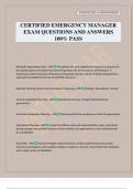 CERTIFIED EMERGENCY MANAGER EXAM QUESTIONS AND ANSWERS 100&percnt; PASS