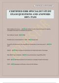 CERTIFIED EHR SPECIALIST STUDY EXAM QUESTIONS AND ANSWERS 100&percnt; PASS