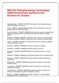NRS 501 Pathophysiology Terminology &lpar;2025&rpar; Actual Exam Questions and Answers A&plus; Graded&period;