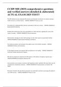 CCHP-MH &lpar;2025&rpar; comprehensive questions and verified answers &lpar;detailed & elaborated&rpar; ACTUAL EXAM 2025 TEST&excl;&excl;&period;