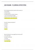 220 EXAM - FLORIDA STATUTES Questions and Verified Answers &lpar;100&percnt; Correct Score&rpar; &lpar;Answer Key&rpar; GRADED A&plus;&period;