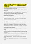 COLORADO REAL ESTATE EXAM QUESTIONS WITH ALL CORRECT & VERIFIED ANSWERS &lpar;UPDATED&rpar;