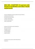 EDU 300 - CHAPTER 14 Learners with Physical Disabilities and Other Health Impairments