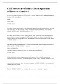 Civil Process Proficiency Exam Questions with correct answers