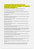 COLORADO DRIVERS WRITTEN TEST QUESTIONS WITH ALL CORRECT & VERIFIED ANSWERS &lpar;GRADED A&plus;&rpar;